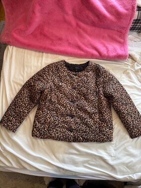 Talbots Leopard Print Quilted Jacket - Brown/Black